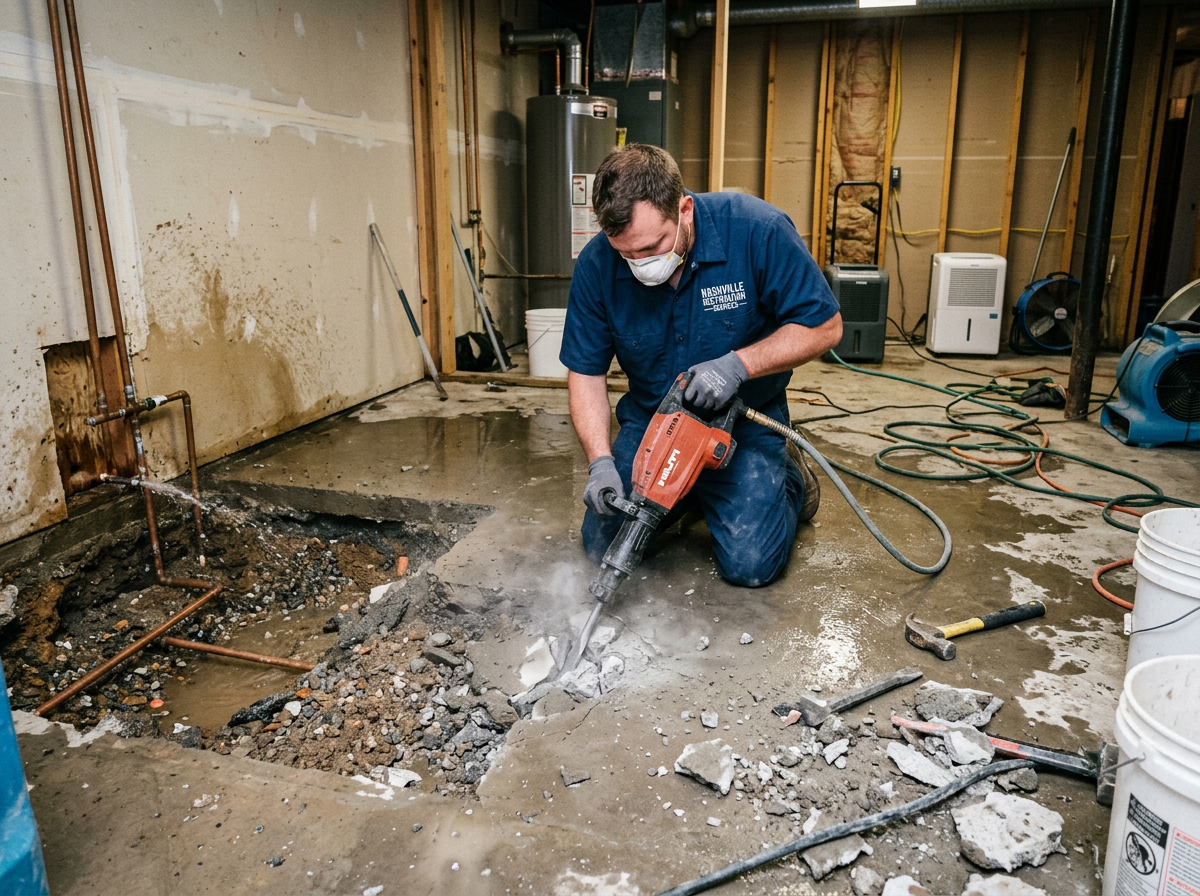 Slab Leak Water Damage in Nashville